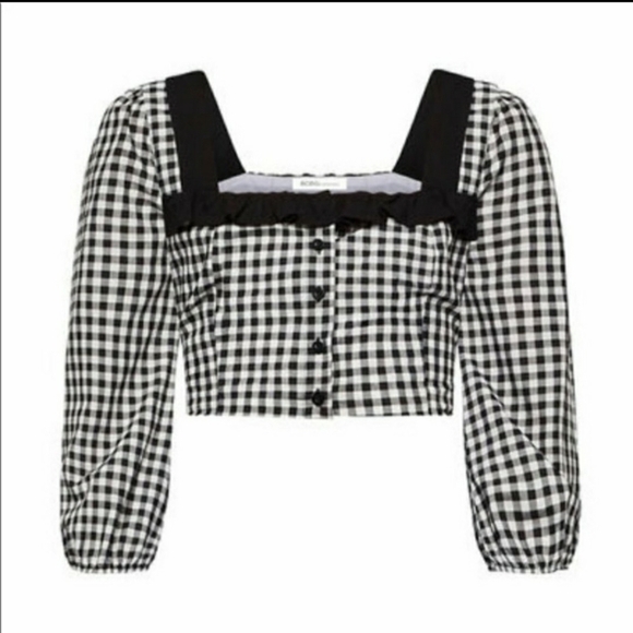 NWT BCBGeneration Black & White Gingham Crop top Size Small - Picture 1 of 7